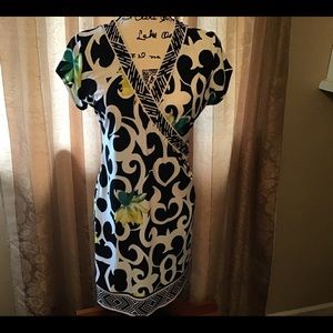 Petite Black White Bling Deep V Dress